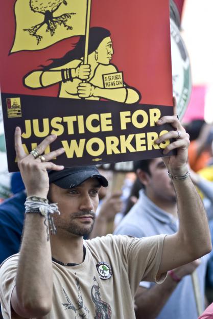 Marching for immigrant rights in Washington, D.C., on May Day 2009