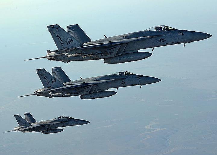U.S. fighter jets return from an air strike against Islamic State in Iraq and Syria targets