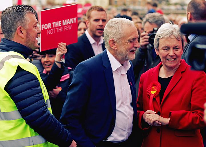 Jeremy Corbyn on the campaign trail with other Labour Party members