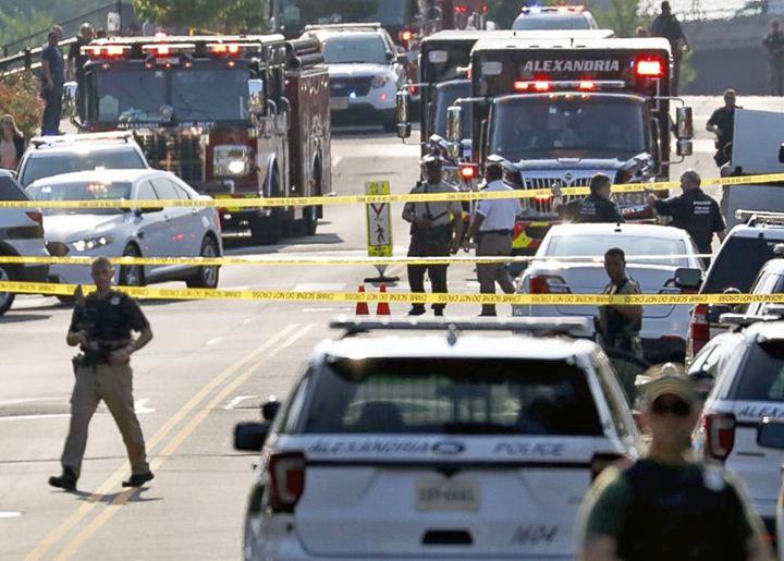 Law enforcement responds to the shooting at a baseball field in Alexandria