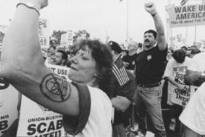 Teamsters on the picket line during the 1997 strike against UPS