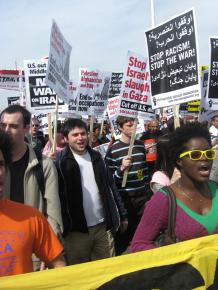 Protesters march in Washington, D.C., to mark the sixth anniversary of the invasion of Iraq