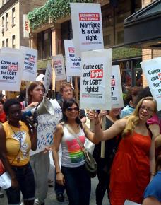 Marching in the 2009 LGBT Pride celebration in New York City