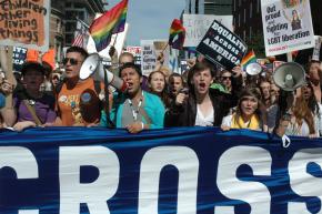 Marching for LGBT rights at the National Equality March