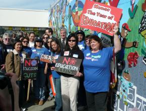 Rallying against budget cuts in Oakland