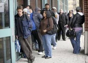 Waiting in line at the unemployment office