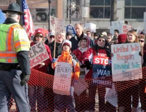 Protesters against Wisconsin Gov. Scott Walker's anti-union legislation gather outside the state Capitol