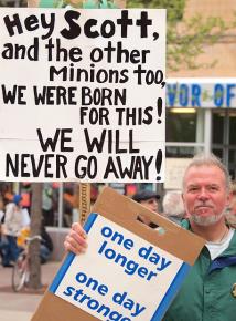 Protesters continue the struggle in May against Walker's austerity agenda