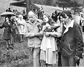 Mourners attend a funeral for one of the miners killed in the Scotia disaster in 1976