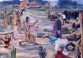 An artist's portrayal of the Pueblo Revolt