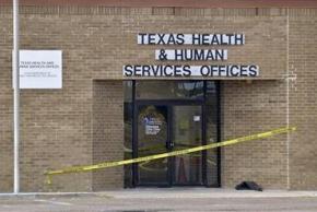 Outside the Department of Health and Human Services office in Laredo following the shootings