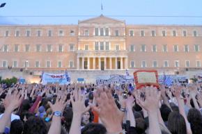 Protesters fill Syntagma Square in Athens during a general strike in May
