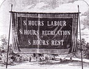 A banner for the eight-hour day