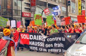 Students on the march through Montreal