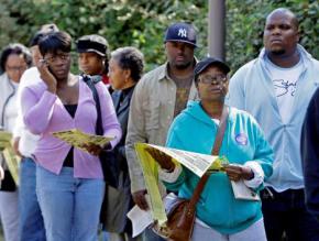African Americans lined up to vote in Philadelphia in 2008