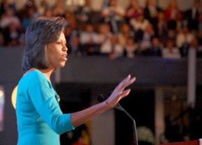 Michelle Obama addressing the Democratic National Convention