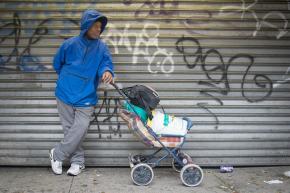 A homeless man left stranded by Hurricane Sandy