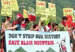 Protesters demand a halt to strip mining on Blair Mountain
