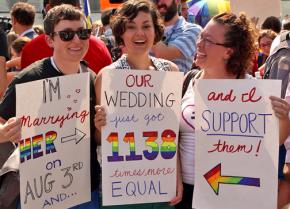 Celebrating outside the U.S. Supreme Court after the Defense of Marriage Act was struck down