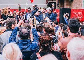 SYRIZA supporters at a rally in Athens