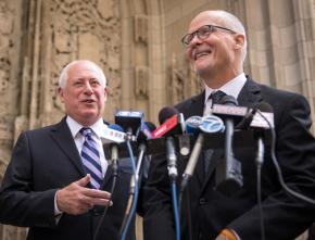 Illinois Gov. Pat Quinn (left) campaigning with running mate Paul Vallas