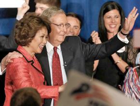 Kentucky's Mitch McConnell celebrates