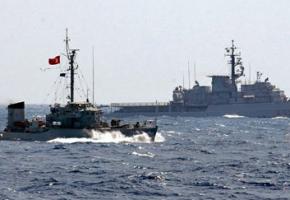 A Turkish naval ship in the waters claimed by Cyprus