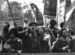 A 1971 rally for Black Panther Party members on trial in New York City