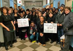 Teachers at PS 219 in Brooklyn send a message to Andrew Cuomo