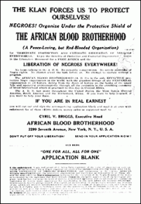 A leaflet to recruit to the African Blood Brotherhood
