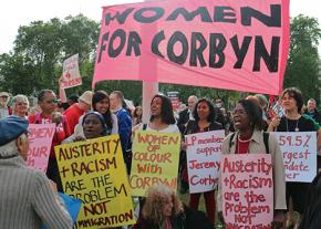 A demonstration in support of Labour Party leader Jeremy Corbyn