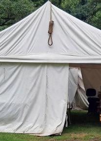 A noose hangs from "The Hangout" tent at the Des Plaines Valley Rendezvous