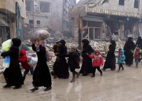 Residents of Eastern Aleppo flee during the final assault by the Assad regime
