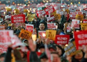 Masses of people flood the streets of Seoul days before the ouster of South Korean President Park Geun-hye