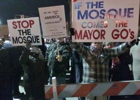 Opponents of the planned mosque in Bayonne, New Jersey