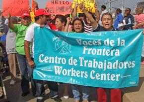 Immigrant workers demonstrate for equal rights in Milwaukee, Wisconsin