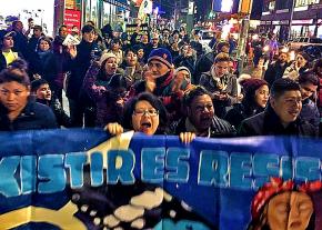 Residents of Queens, New York, demonstrate against Trump's assault on immigrants