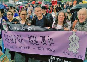 Socialist activists with People Before Profit march for abortion rights in Ireland