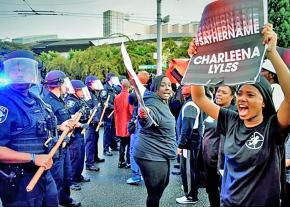 Activists demonstrate against the police murder of Charleena Lyles in Seattle