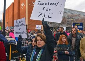 Demonstrating for sanctuary campuses in Virginia