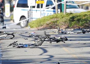 The scene of the attack in Lower Manhattan