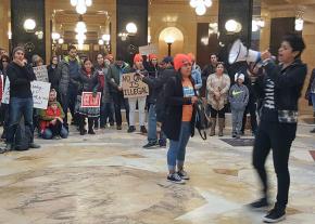 Immigrant rights activists rally in defense of Dreamers in the Wisconsin Capitol
