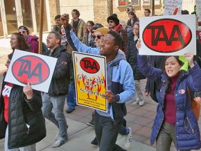 Graduate workers rally against mandatory fees at the University of Wisconsin