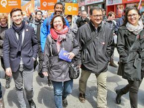 Candidates of Québec solidaire join demonstrations in Montréal on International Workers' Day