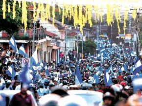 A mass demonstration against the Ortega government in Masaya, Nicaragua