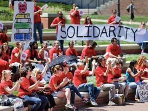A demonstration in support of grad workers at the University of Missouri