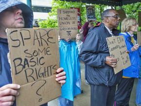 Homeless Union of Greensboro supporters protest a reactionary ordinance