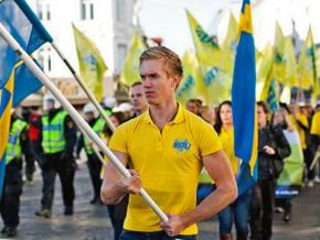 A demonstration of the far-right Sweden Democrats